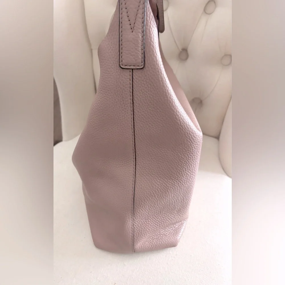Michael Kors Junie pebbled leather hobo shoulder bag pinkish beige